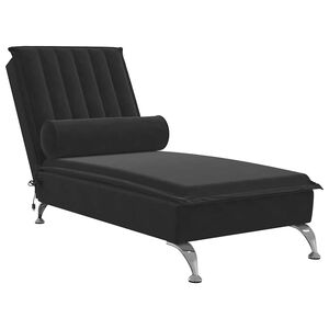 vidaXL Massagesch&auml;slong med bolster svart sammet