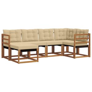 vidaXL Utomhussoffset med kudde 6 pcs Naturlig och Beige
