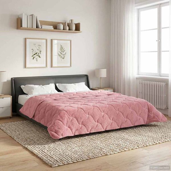 vidaXL Sommar Duvet Rosa 200 x 240 cm Mikrofiber och Teddyfleece