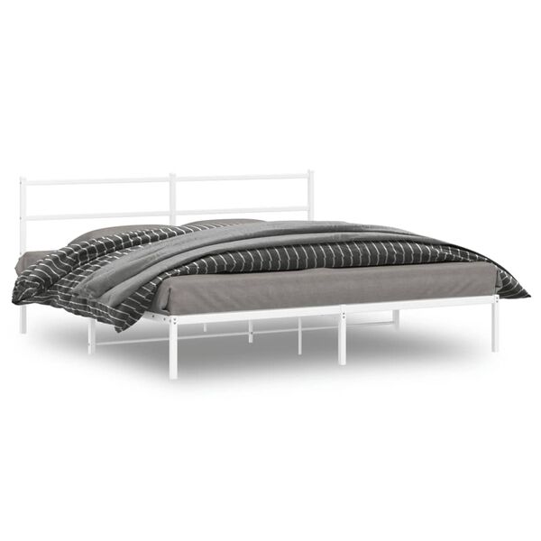 vidaXL S&auml;ngram med huvudgavel metall vit 193x203 cm