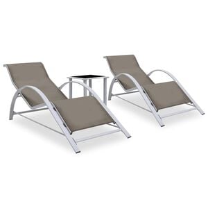 vidaXL Sols&auml;ngar 2 st med bord aluminium taupe