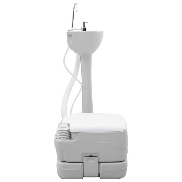 vidaXL Camping Toalettsats 2 pcs Gr&aring; och Vit H&ouml;gdensitetspolyeten