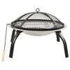 vidaXL 2-i-1 Eldstad grill och eldgaffel 56x56x49 cm rostfritt st&aring;l