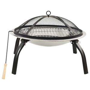 vidaXL 2-i-1 Eldstad grill och eldgaffel 56x56x49 cm rostfritt st&aring;l