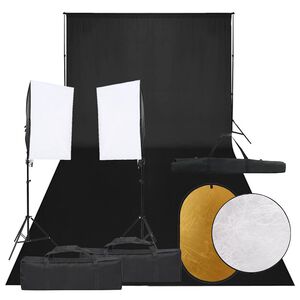 vidaXL Fotostudio med lampor, bakgrund och reflexsk&auml;rm