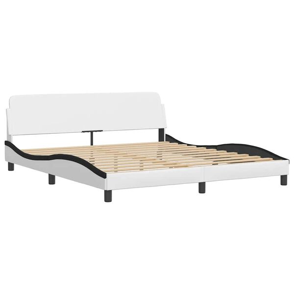 vidaXL Bed Frame "Dover" White&Black 180x200 cm Faux Leather
