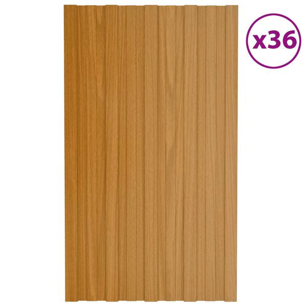 vidaXL Takpanel 36 pcs Naturf&auml;rg 80 x 45 cm Galvaniserat st&aring;l