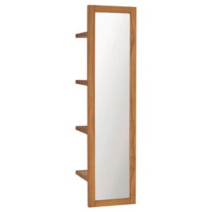 vidaXL V&auml;ggspegel med hyllor 30x30x120 cm massiv teak