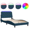 vidaXL Bed Frame with LED without Mattress Blue 100x200 cm Velvet