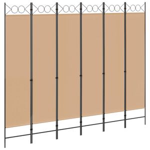 vidaXL 6-panelers rumsavdelare Beige 240 x 200 cm Tyg