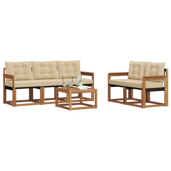 vidaXL Utomhussoffset med kudde 6 pcs Naturlig och Beige