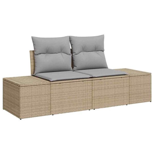 vidaXL Tr&auml;dg&aring;rdsoffset med lagring 5 pcs Beige Poly rattan
