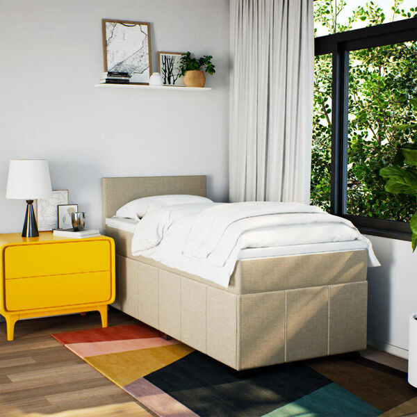 vidaXL Rams&auml;ng med madrass gr&auml;ddvit 90x190 cm tyg