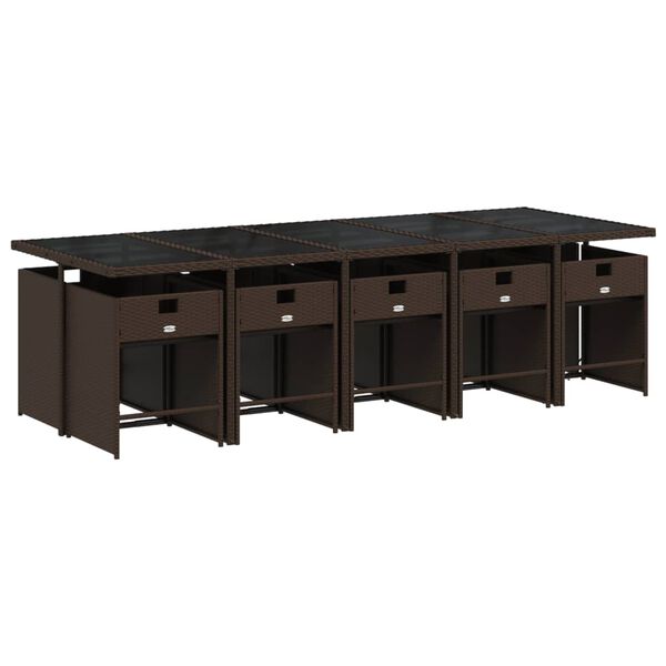 vidaXL Matgrupp f&ouml;r tr&auml;dg&aring;rden 11 delar brun konstrotting