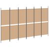 vidaXL 6-panelers rumsavdelare Beige 300 x 180 cm Tyg