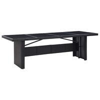 vidaXL Trädgårdsbord svart 240x90x74 cm konstrotting och glas