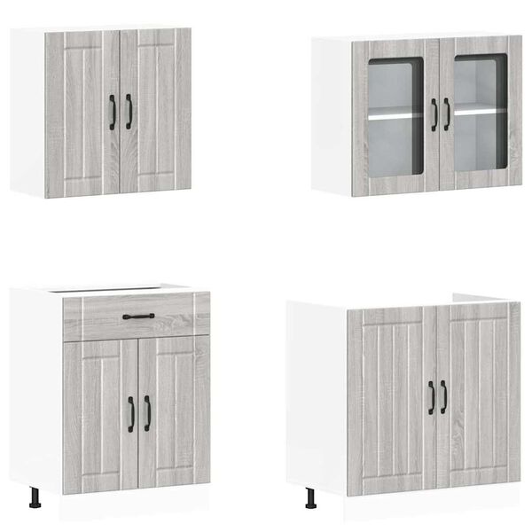 vidaXL K&ouml;kssk&aring;psset Lucca 4 delar gr&aring; sonoma konstruerat tr&auml;