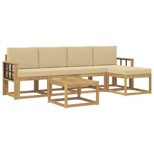 vidaXL Utomhussoffset med kudde 6 pcs Vit och Beige