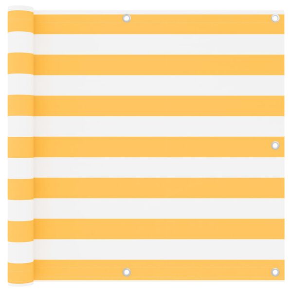 vidaXL Balkongsk&auml;rm vit och gul 90x500 cm oxfordtyg