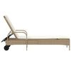 vidaXL Sols&auml;ng med hjul och dyna beige konstrotting