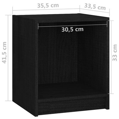 vidaXL Sängbord 2 st svart 35,5x33,5x41,5 cm massivt furu