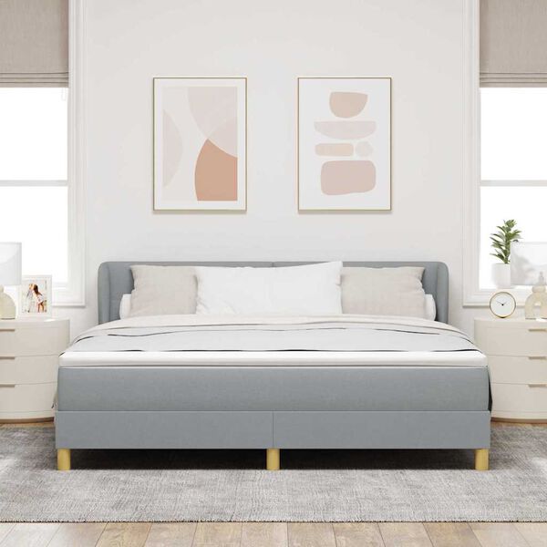 vidaXL B&auml;ddfj&auml;der med madrass med huvudgavel Ljusgr&aring; 180 x 200 cm tyg