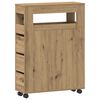vidaXL Smalt badrumsskåp med hjul ek konstruerat trä