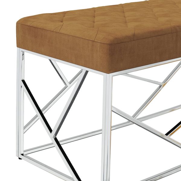 vidaXL B&auml;nk 97 cm brun sammetstyg och rostfritt st&aring;l