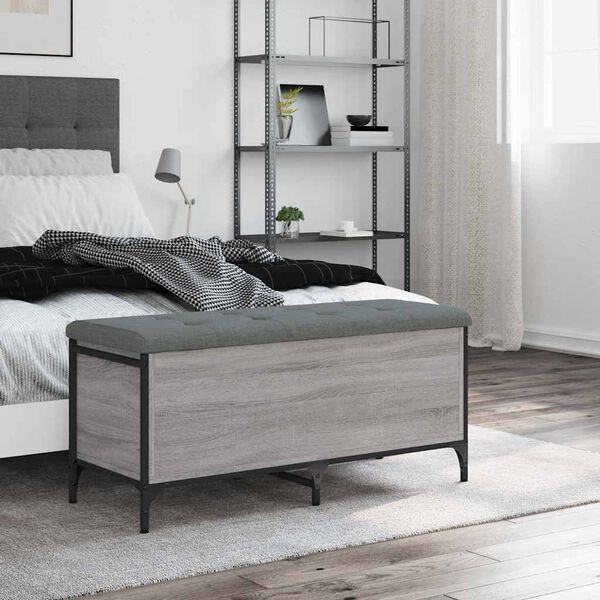 vidaXL F&ouml;rvaringsb&auml;nk gr&aring; sonoma 102x42x45 cm konstruerat tr&auml;