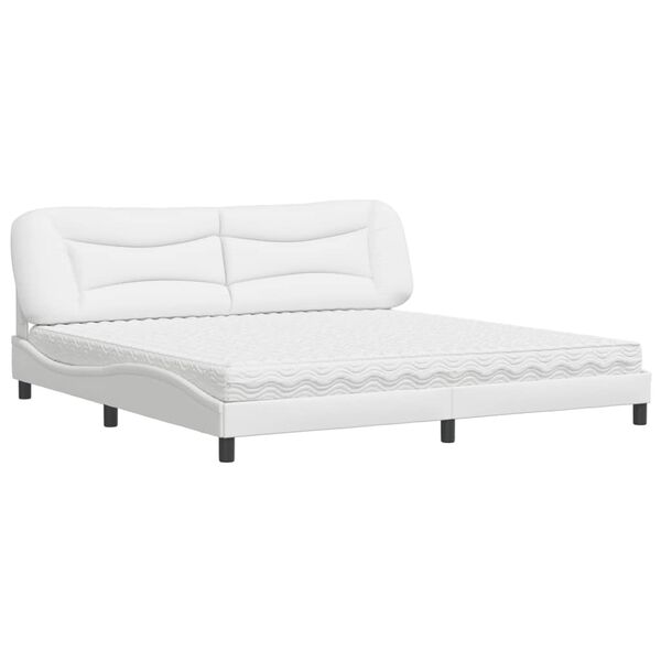 vidaXL Bed with Mattress "Hvar" White 200x200 cm Faux Leather