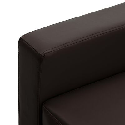 vidaXL 3-sitssoffa med fotpall brun konstläder