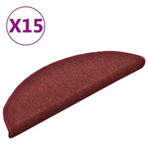vidaXL Trappmattor 15 st 56x17x3 cm bordeaux halvrunda