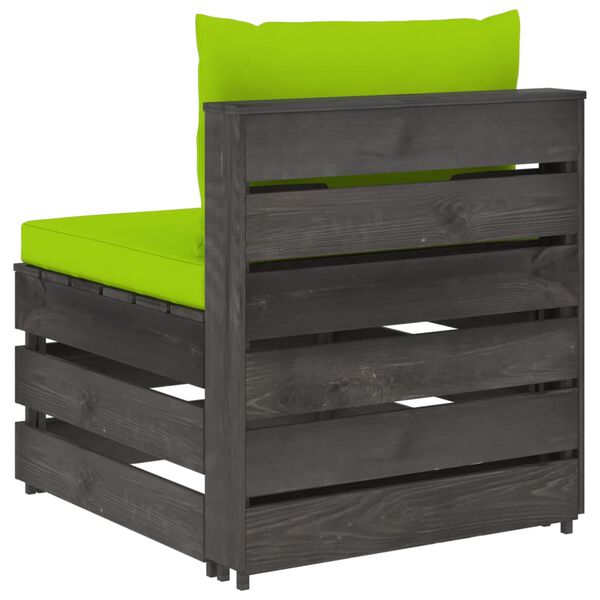 vidaXL Mittensektion med dynor till pallsoffa gr&aring; impregnerat tr&auml;