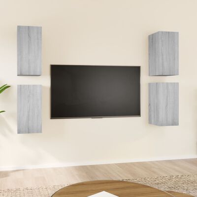 vidaXL TV-bänk 4 st grå sonoma 30,5x30x60 cm konstruerat trä