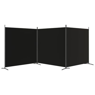 vidaXL Rumsavdelare 3 paneler svart 525x180 cm tyg