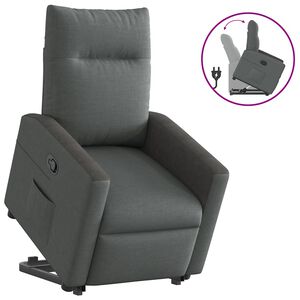 vidaXL Reclinerf&aring;t&ouml;lj med uppresningshj&auml;lp m&ouml;rkgr&aring; tyg