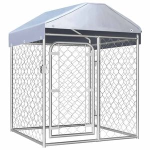 vidaXL Hundg&aring;rd med tak f&ouml;r utomhusbruk 100x100x125 cm