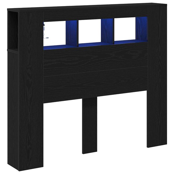 vidaXL LED huvuddyna Svart Ek 120 x 18,5 x 103,5 cm Konstruerat tr&auml;