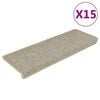 vidaXL Trappstegsmattor sj&auml;lvh&auml;ftande sisal 15 st 65x21x4 cm ljusgr&ouml;n