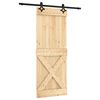 vidaXL Skjutd&ouml;rr Naturlig och svart 80 x 210 cm Massiv furutr&auml;d&ouml;rr