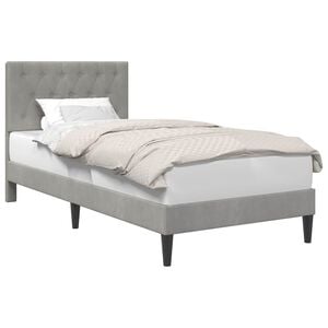 vidaXL S&auml;ngram med huvudgavel Ljusgr&aring; 80 x 200 cm Sammet