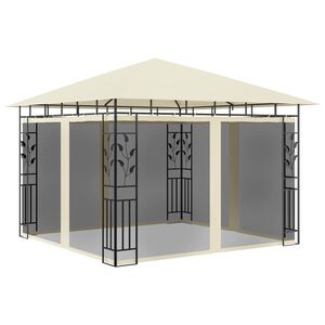 vidaXL Paviljong med myggn&auml;t 3x3x2,73 m gr&auml;ddvit 180 g/m&sup2;
