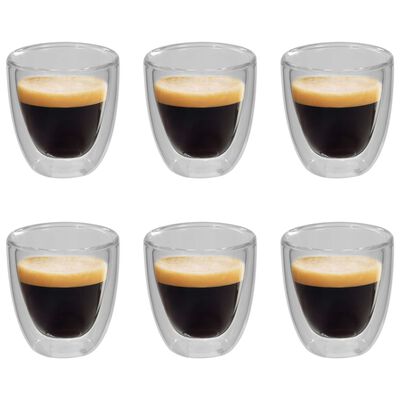 vidaXL Espressoglas dubbelväggiga 6 st 80 ml