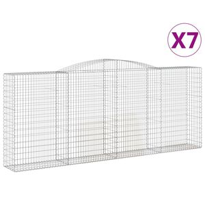 vidaXL Gabion b&aring;gformad 7 st 400x50x160/180 cm galvaniserat j&auml;rn