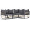 vidaXL Loungegrupp 4 delar med dynor antracit konstrotting