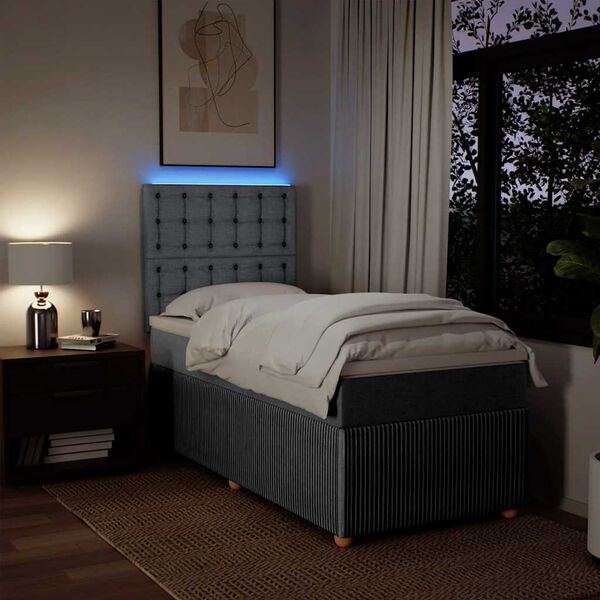 vidaXL Rams&auml;ng med madrass ljusgr&aring; 90x200 cm tyg