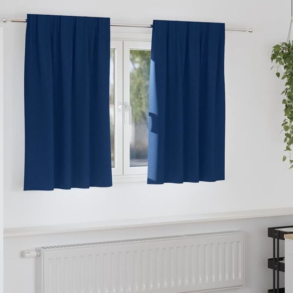 vidaXL M&ouml;rkl&auml;ggningsgardiner med Ringar 2 pcs M&ouml;rkbl&aring; 140 x 140 cm