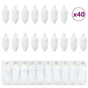 vidaXL Julgran Kottboll 40 st Vit 4 x 9 cm Plast