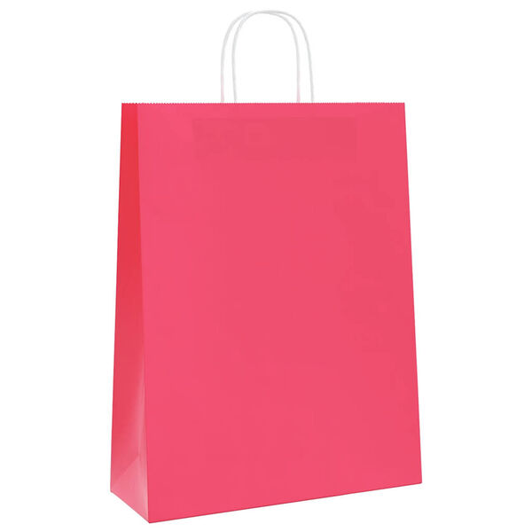 vidaXL Papperspåsar 50 st med handtag rosa 32x12x42 cm