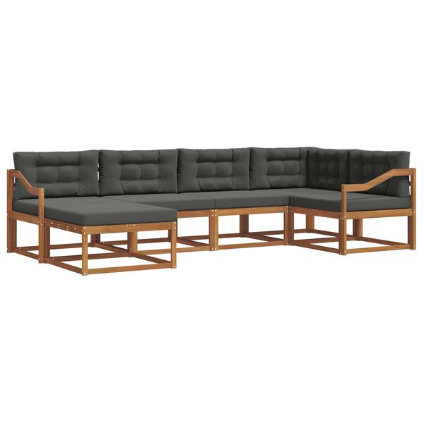 vidaXL Utomhussoffset med kudde 6 pcs Naturlig och Antracit